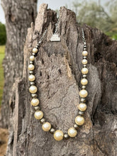 Load image into Gallery viewer, Graduated White Pearl and Sterling Silver Beaded Necklace
