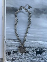 Load image into Gallery viewer, Silver Horse Coin Double Chain Necklace
