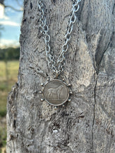 Load image into Gallery viewer, Silver Horse Coin Double Chain Necklace
