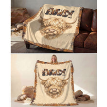 Load image into Gallery viewer, Baha Ranch Howdy Highland Throw Blanket 60" x 80" Made in America

