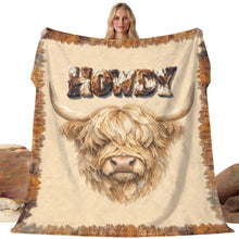 Load image into Gallery viewer, Baha Ranch Howdy Highland Throw Blanket 60" x 80" Made in America
