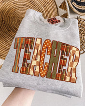 Load image into Gallery viewer, Teacher Patchwork Graphic Tee | Fall Teacher Shirt | Retro Classroom T-Shirt

