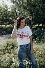 Load image into Gallery viewer, Babewiser Parody Logo Graphic on Gildan Softstyle White Shirt – Graphic Tee, Long Sleeve &amp; Crewneck.
