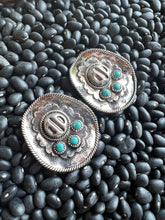 Load image into Gallery viewer, Turquoise Stone Cowgirl Hat Stud Earrings
