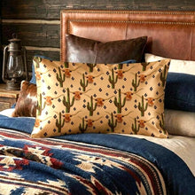 Load image into Gallery viewer, Baha Ranch Cactus Longhorn Satin Pillow Case Made in America
