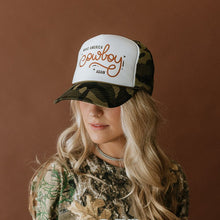 Load image into Gallery viewer, Make America Cowboy Again Camo Trucker Hat
