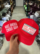 Load image into Gallery viewer, Make America Cowboy Again Red Trucker Hat
