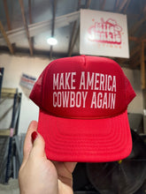 Load image into Gallery viewer, Make America Cowboy Again Red Trucker Hat
