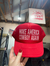 Load image into Gallery viewer, Make America Cowboy Again Red Trucker Hat
