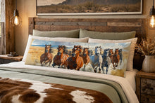 Load image into Gallery viewer, Baha Ranch Running Horses Western Body Pillow Cover Made in America
