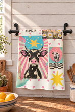Load image into Gallery viewer, Baha Ranch Cows Set of 2 Dish Towels (same) Kitchen Towel Made in America
