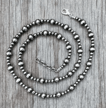 Load image into Gallery viewer, Multi Size Silver Pearl Necklace
