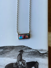 Load image into Gallery viewer, Pink Dahlia Turquoise Bar Necklace
