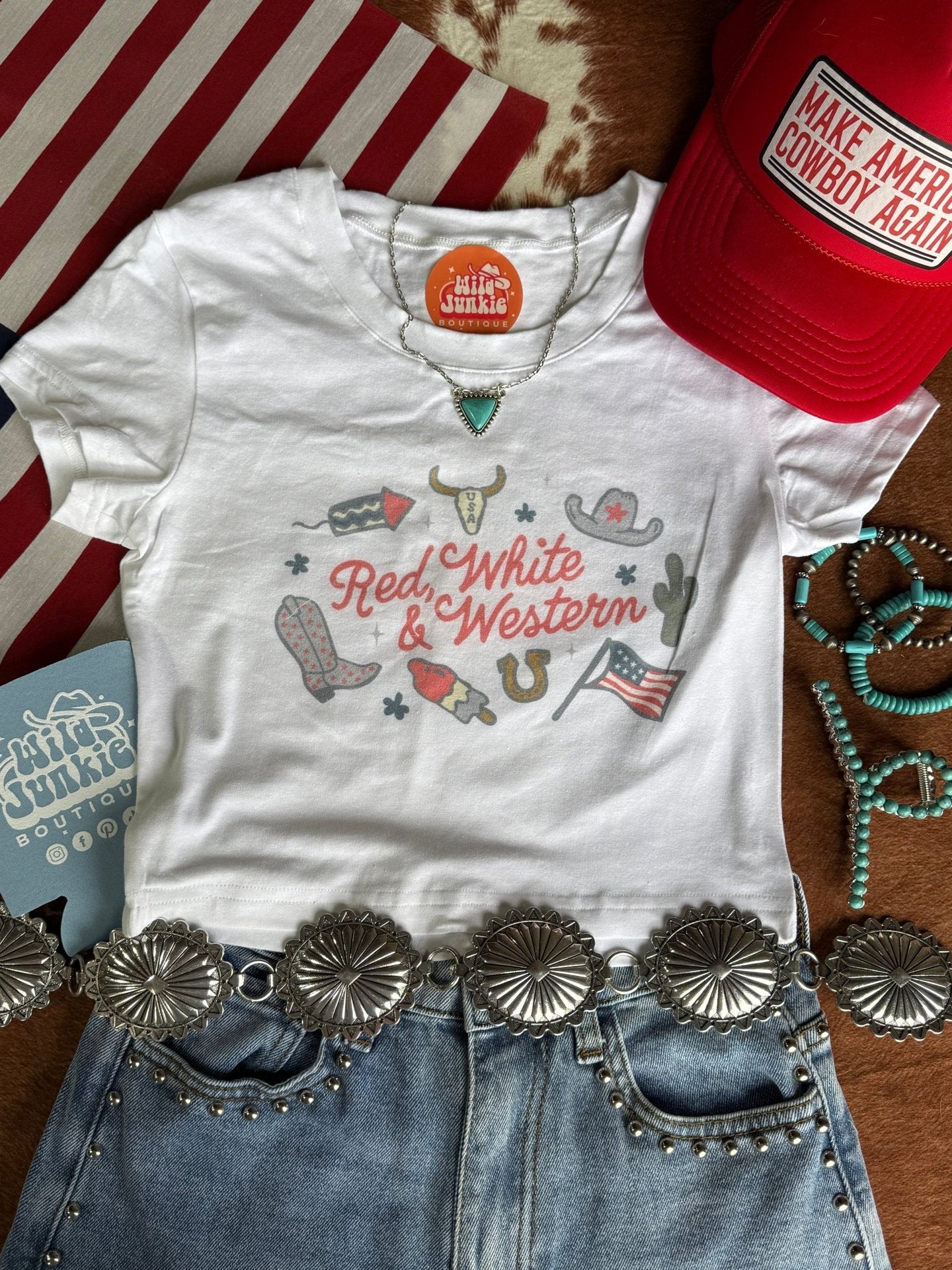 Red, White & Western Babydoll Graphic Tee