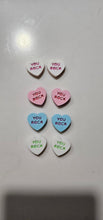 Load image into Gallery viewer, 3d Printed Candy Conversation Heart Pins or Earrings Made in America
