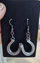 Load image into Gallery viewer, 3D Print Western Silver Horseshoe Earrings Made in America
