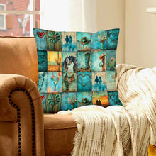 Load image into Gallery viewer, Baha Ranch turquoise Dreams Velvety Soft Pillow Case Made in America
