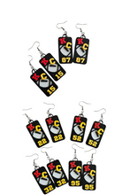 Load image into Gallery viewer, 3D Print KC Chiefs Player Number Football Earrings choice of number
