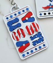 Load image into Gallery viewer, Patriotic Keychain - choice of styles - 3D Print USA - Made in America
