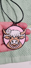 Load image into Gallery viewer, 3d Western Cowgirl Cowboy Highland Cow Theme - Necklace, Purse Charm, Earrings, Keychain, Magnet

