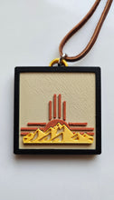 Load image into Gallery viewer, 3D Print Picture Necklace on Deerskin Leather Western Bull Skull Desert Cactus Made in America
