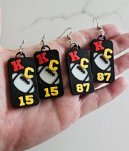 Load image into Gallery viewer, 3D Print KC Chiefs Player Number Football Earrings choice of number
