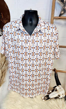 Load image into Gallery viewer, White Aztec Men&#39;s Polo Style Shirt
