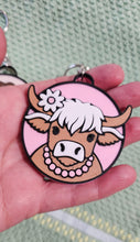 Load image into Gallery viewer, 3d Western Cowgirl Cowboy Highland Cow Theme - Necklace, Purse Charm, Earrings, Keychain, Magnet
