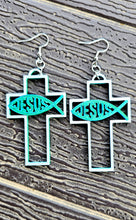 Load image into Gallery viewer, 3D Print Christian Cross Faith Earrings Made in America
