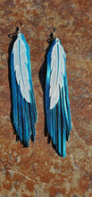 Load image into Gallery viewer, 3D Printed Feather Leather Fringe Earrings Made in America

