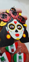 Load image into Gallery viewer, 3D Print Mexico Theme Día de los Muertos Day of The Dead Sugar Skull Keychain or Earrings
