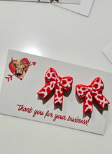 Load image into Gallery viewer, Bag of 25 -Boutique 3d Printed Package Inserts Cow Print Bows Pins or Earrings Made in America
