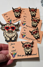 Load image into Gallery viewer, Bag of 25 -Boutique 3d Printed Package Inserts Cool Highland Cow Hat Pin Made in America
