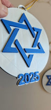 Load image into Gallery viewer, 3D Print Israel Flag Star of David Ornament or Keychain
