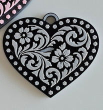 Load image into Gallery viewer, 3d Printed Tooled Cowboy Cowgirl Heart  Keychain or Purse Charm
