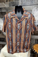 Load image into Gallery viewer, Baha Ranch Mocha Aztec Hawaiian Shirt Made in America
