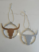 Load image into Gallery viewer, 3D Print Longhorn Texas Ranch Western Barbwire Christmas Ornaments Made in America
