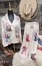 Load image into Gallery viewer, Danilo Painted Cowgirl Satin Long Pajamas
