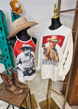 Load image into Gallery viewer, Black White Cowboy Vintage Tank Top

