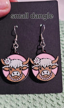 Load image into Gallery viewer, 3d Western Cowgirl Cowboy Highland Cow Theme - Necklace, Purse Charm, Earrings, Keychain, Magnet
