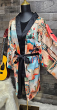 Load image into Gallery viewer, Colores de Mexico Pictures of the Southwest Satin Kimono Sleeve Robe
