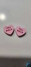 Load image into Gallery viewer, 3d Printed Candy Conversation Heart Pins or Earrings Made in America
