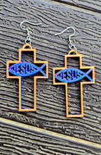 Load image into Gallery viewer, 3D Print Christian Cross Faith Earrings Made in America
