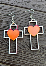 Load image into Gallery viewer, 3D Print Christian Cross Faith Earrings Made in America
