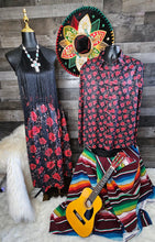 Load image into Gallery viewer, Colores de Mexico Romantic Red Roses Midi Skirt
