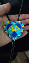 Load image into Gallery viewer, Turquoise Sunrise 3D Inlay Heart Bolo Tie Necklace
