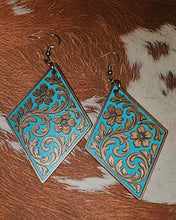 Load image into Gallery viewer, 3D Print Western Tooled Floral Earrings Made in America Choice of Colors
