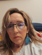 Load image into Gallery viewer, 3D Print Western Tooled Turquoise  Earrings Made in America
