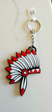 Load image into Gallery viewer, 3D Print Chiefs Kc 15 Mahomes Kansas City Kelce Football Indian Headdress Keychain

