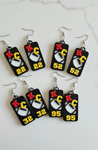 Load image into Gallery viewer, 3D Print KC Chiefs Player Number Football Earrings choice of number
